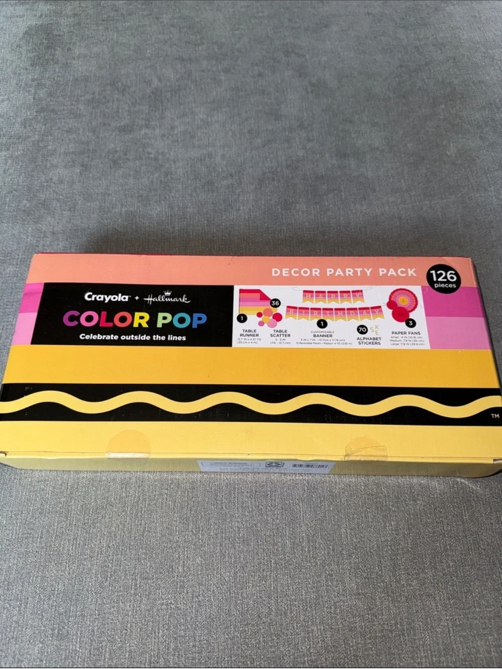 Hallmark x Crayola Color Pop Decor Party Pack - Scarlet Red, Yellow, & Pink